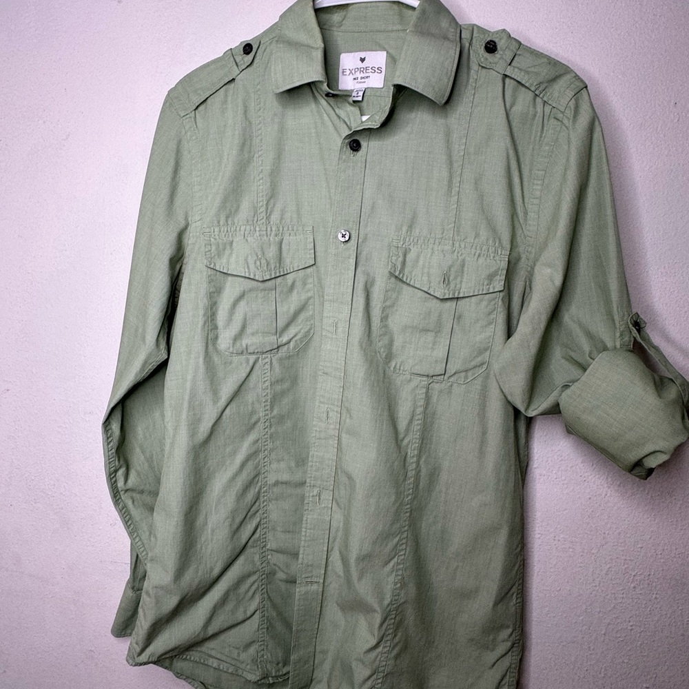 Express Green Lightweight Utility Jacket - image 3
